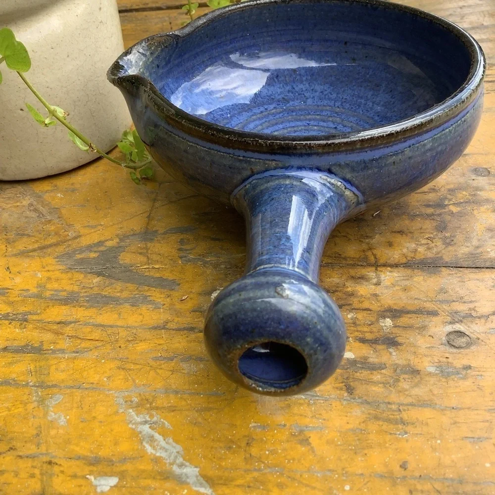 Handcrafted Signed Pottery Blue Lemon Zester